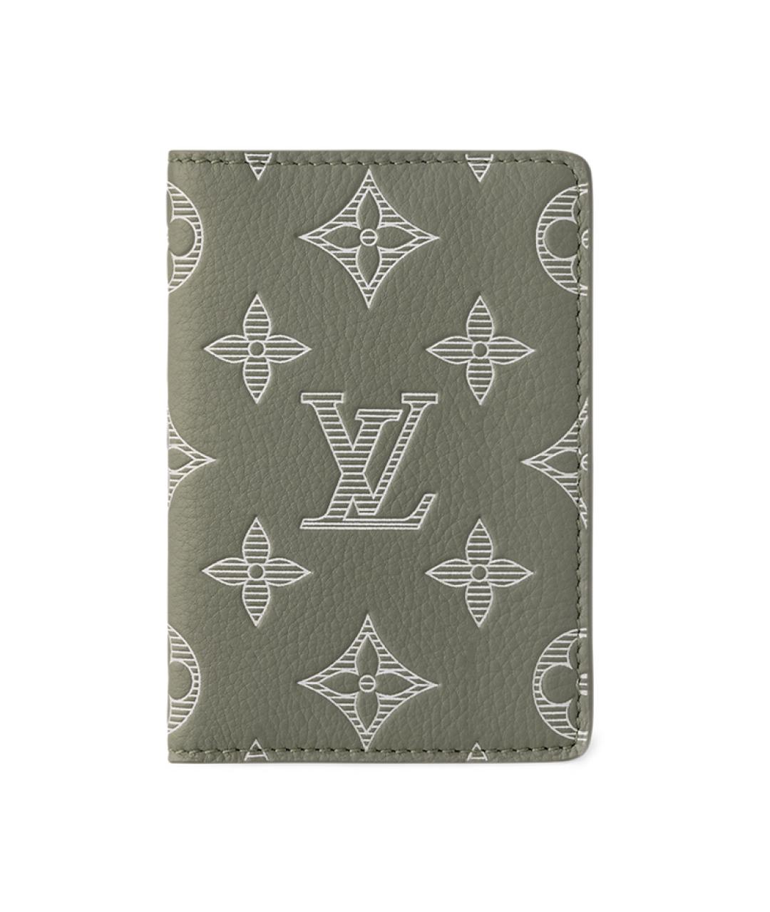 LOUIS VUITTON Хаки кожаный кардхолдер, фото 1
