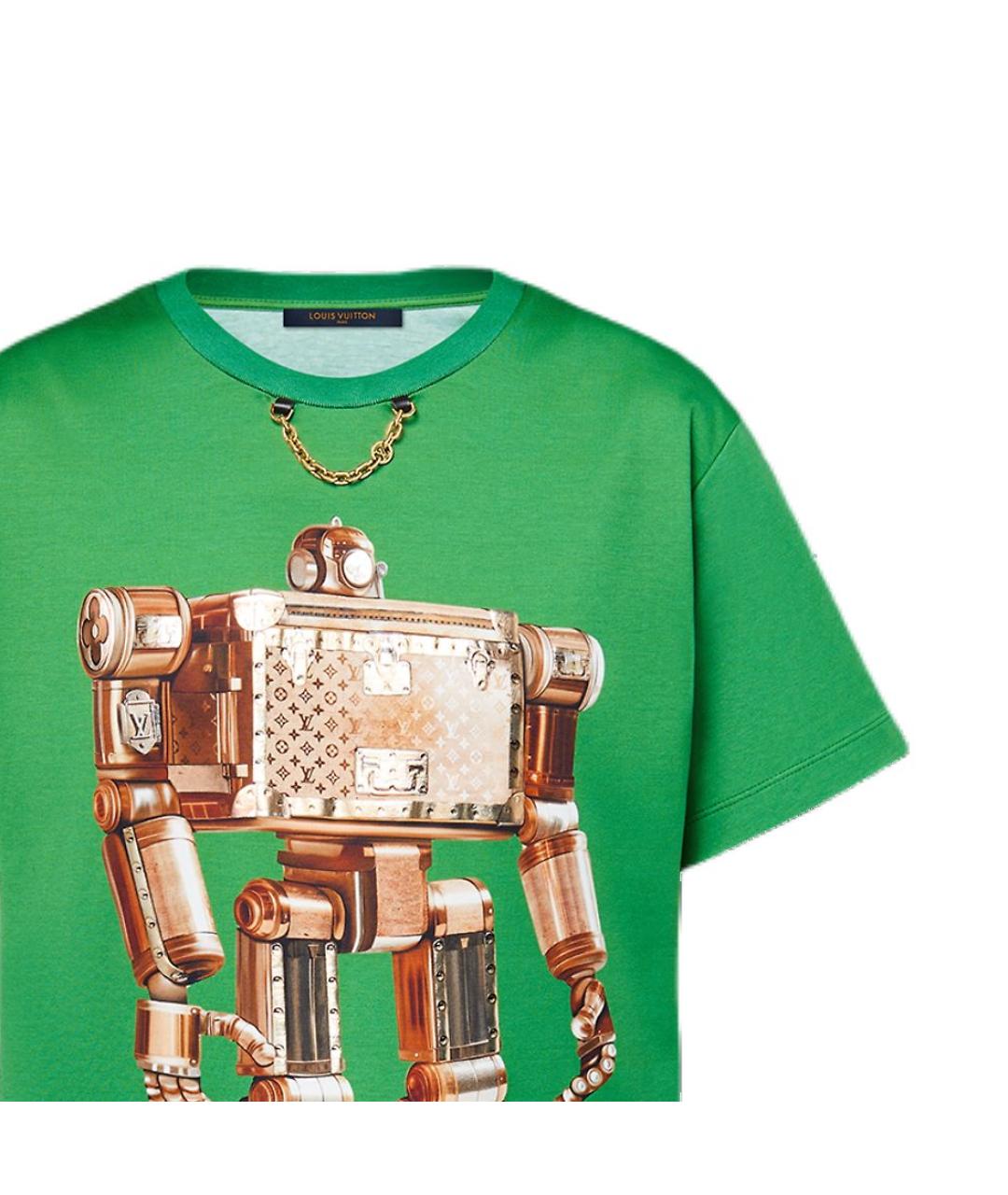 LOUIS VUITTON Зеленая хлопковая футболка, фото 2