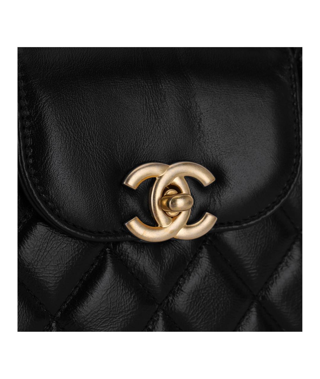CHANEL Черная кожаная сумка через плечо, фото 6