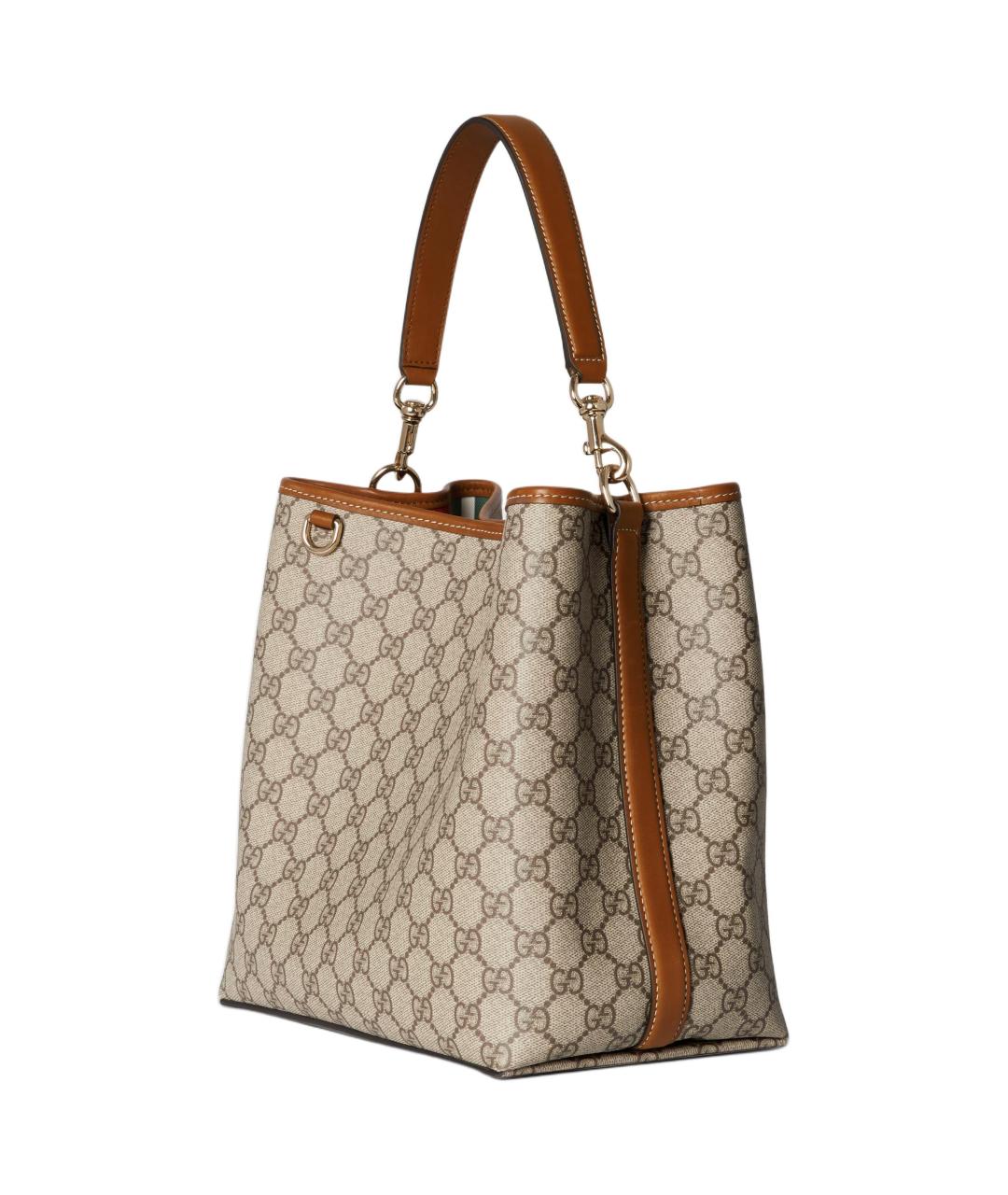 GUCCI Бежевая сумка через плечо из канвы, фото 4