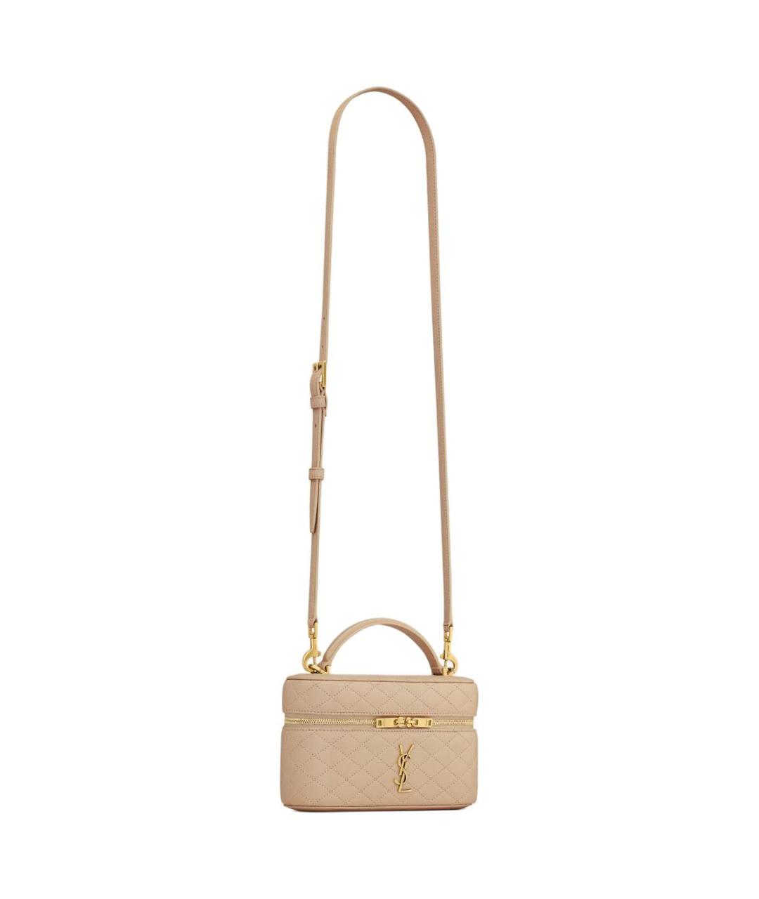 SAINT LAURENT Бежевая кожаная сумка через плечо, фото 3