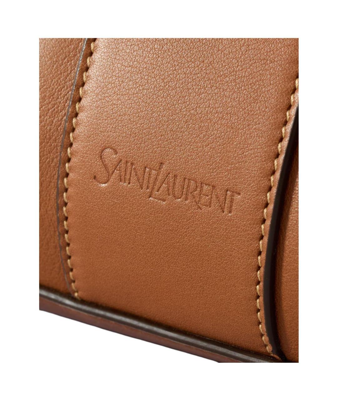 SAINT LAURENT Коричневая кожаная сумка через плечо, фото 5