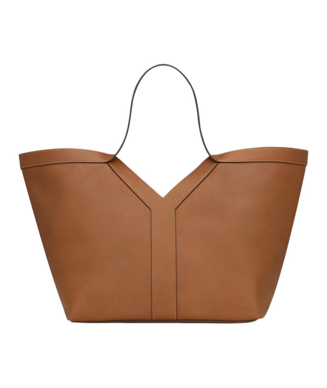 SAINT LAURENT Коричневая кожаная сумка через плечо, фото 4