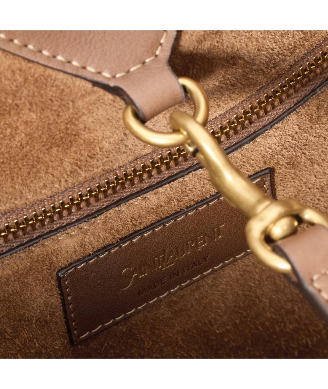 SAINT LAURENT Коричневая кожаная сумка через плечо, фото 6