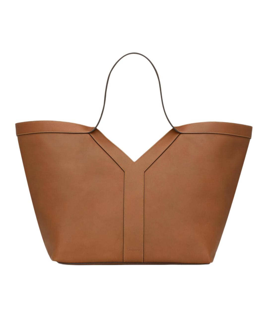 SAINT LAURENT Коричневая кожаная сумка через плечо, фото 1