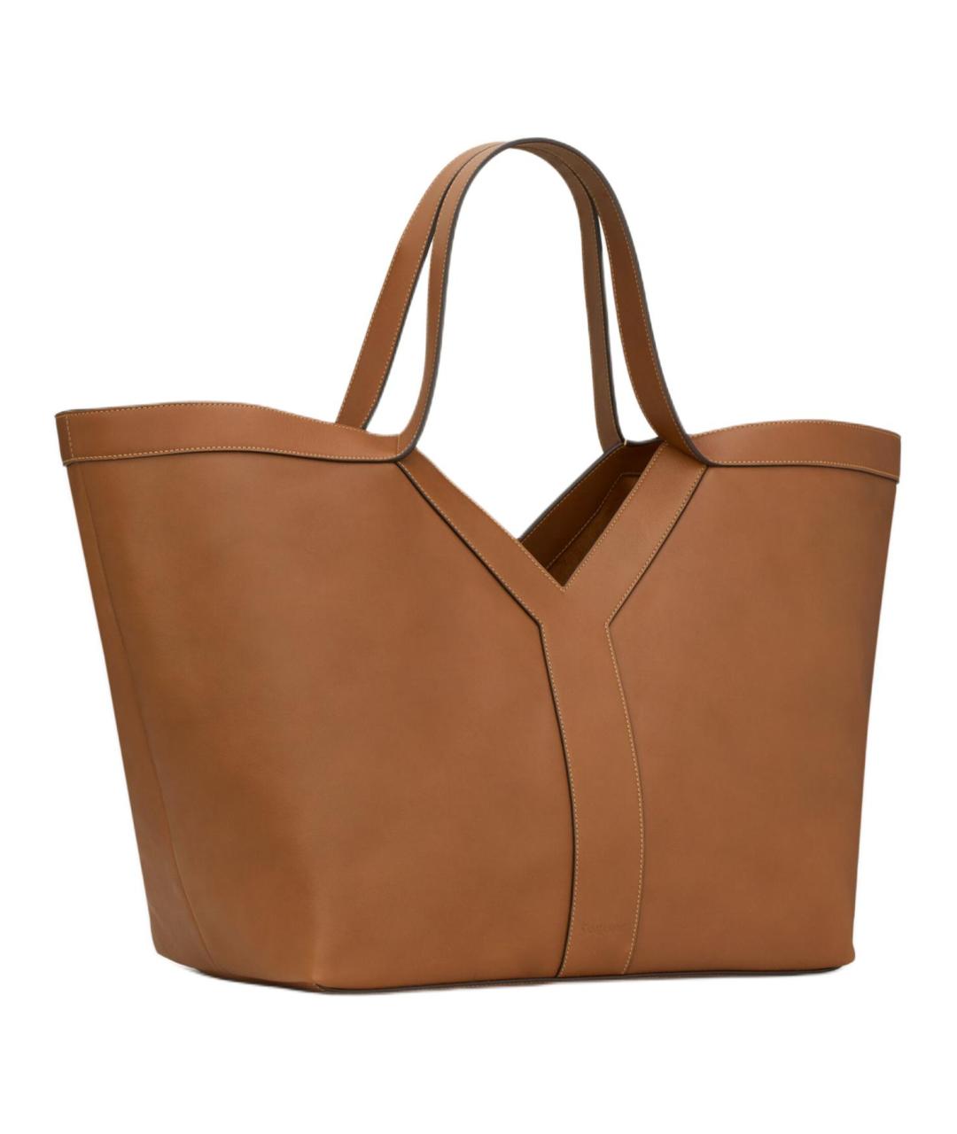 SAINT LAURENT Коричневая кожаная сумка через плечо, фото 2