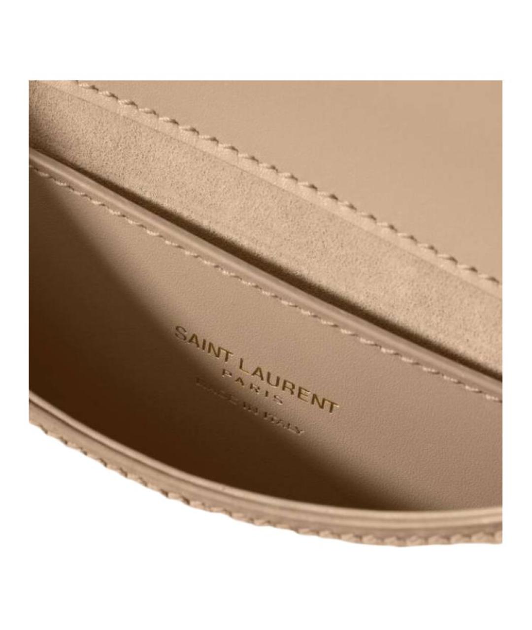 SAINT LAURENT Бежевая кожаная сумка через плечо, фото 6