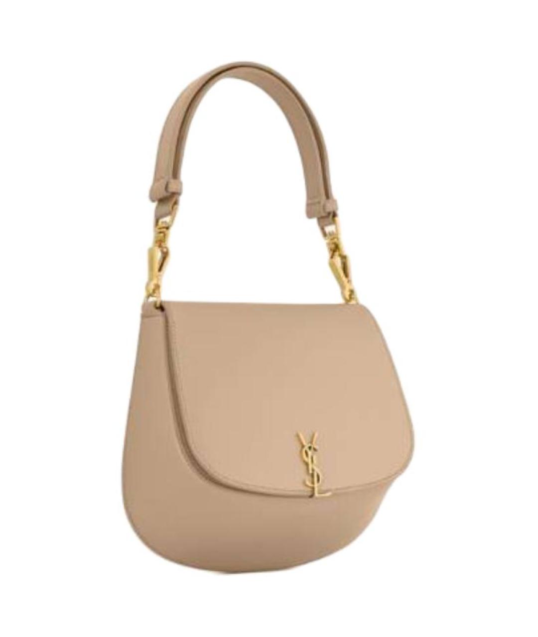 SAINT LAURENT Бежевая кожаная сумка через плечо, фото 2