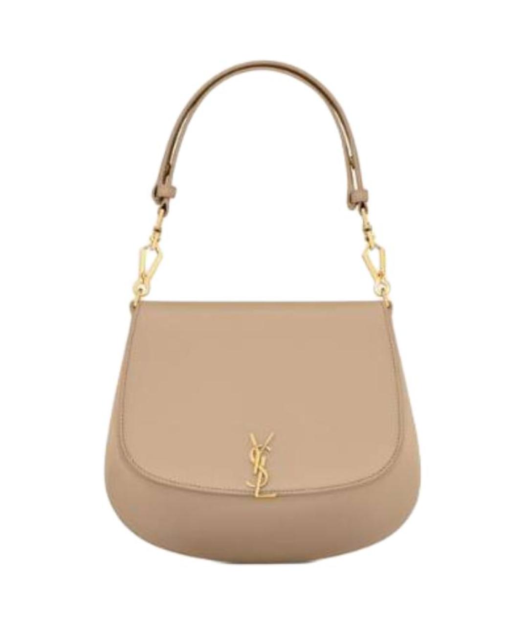 SAINT LAURENT Бежевая кожаная сумка через плечо, фото 1