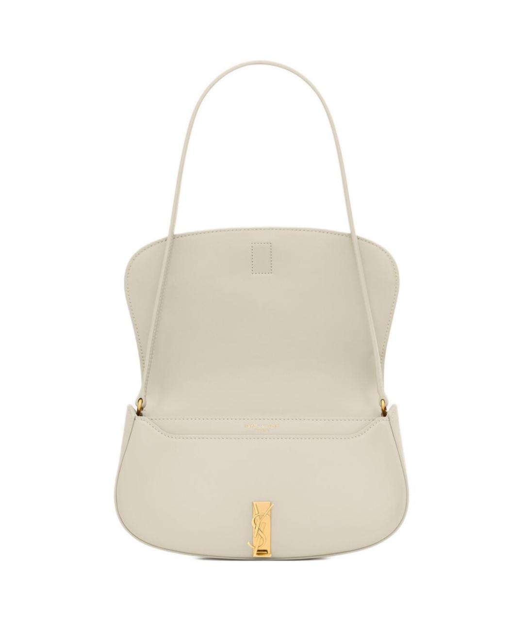 SAINT LAURENT Белая кожаная сумка через плечо, фото 5