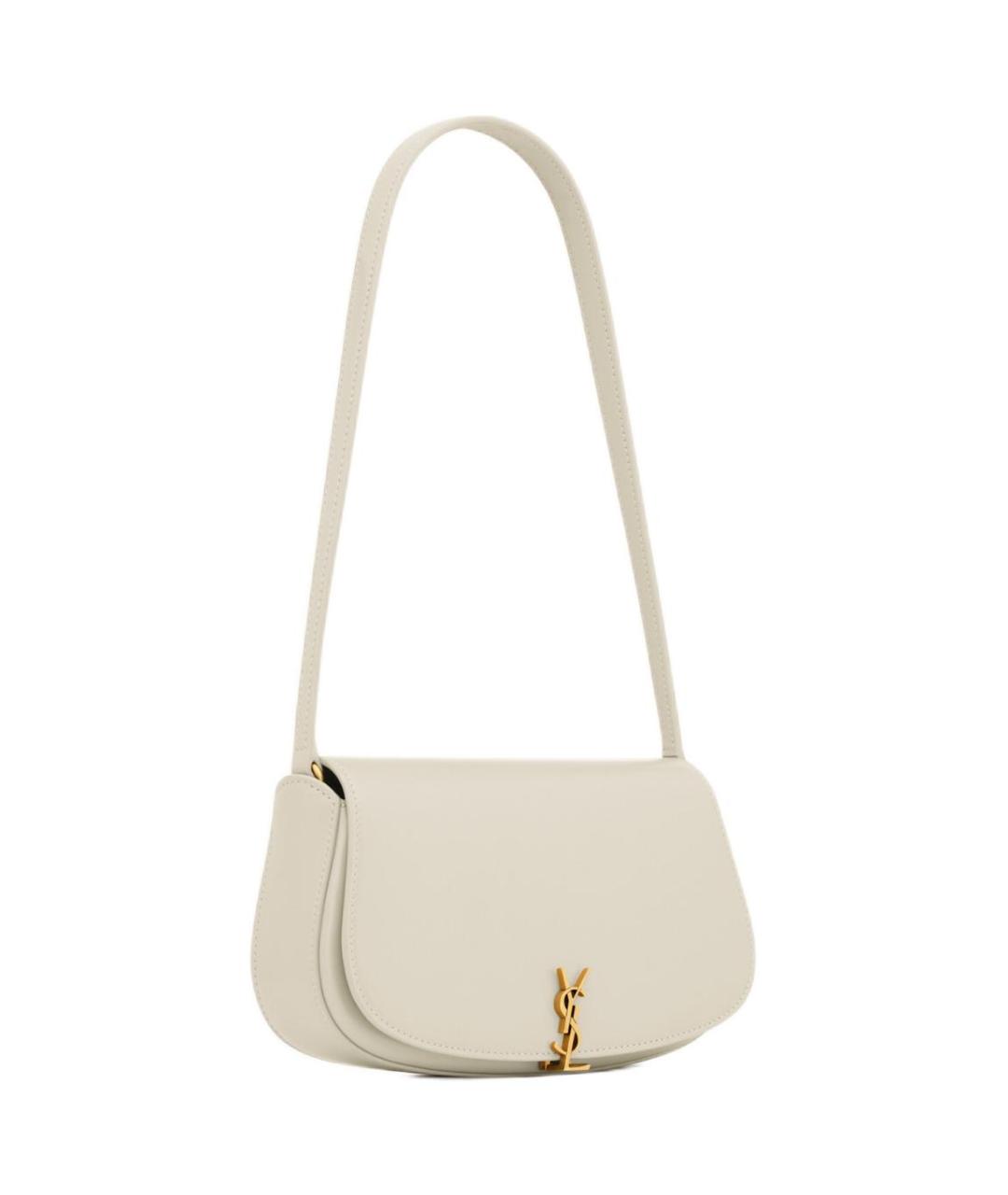 SAINT LAURENT Белая кожаная сумка через плечо, фото 2