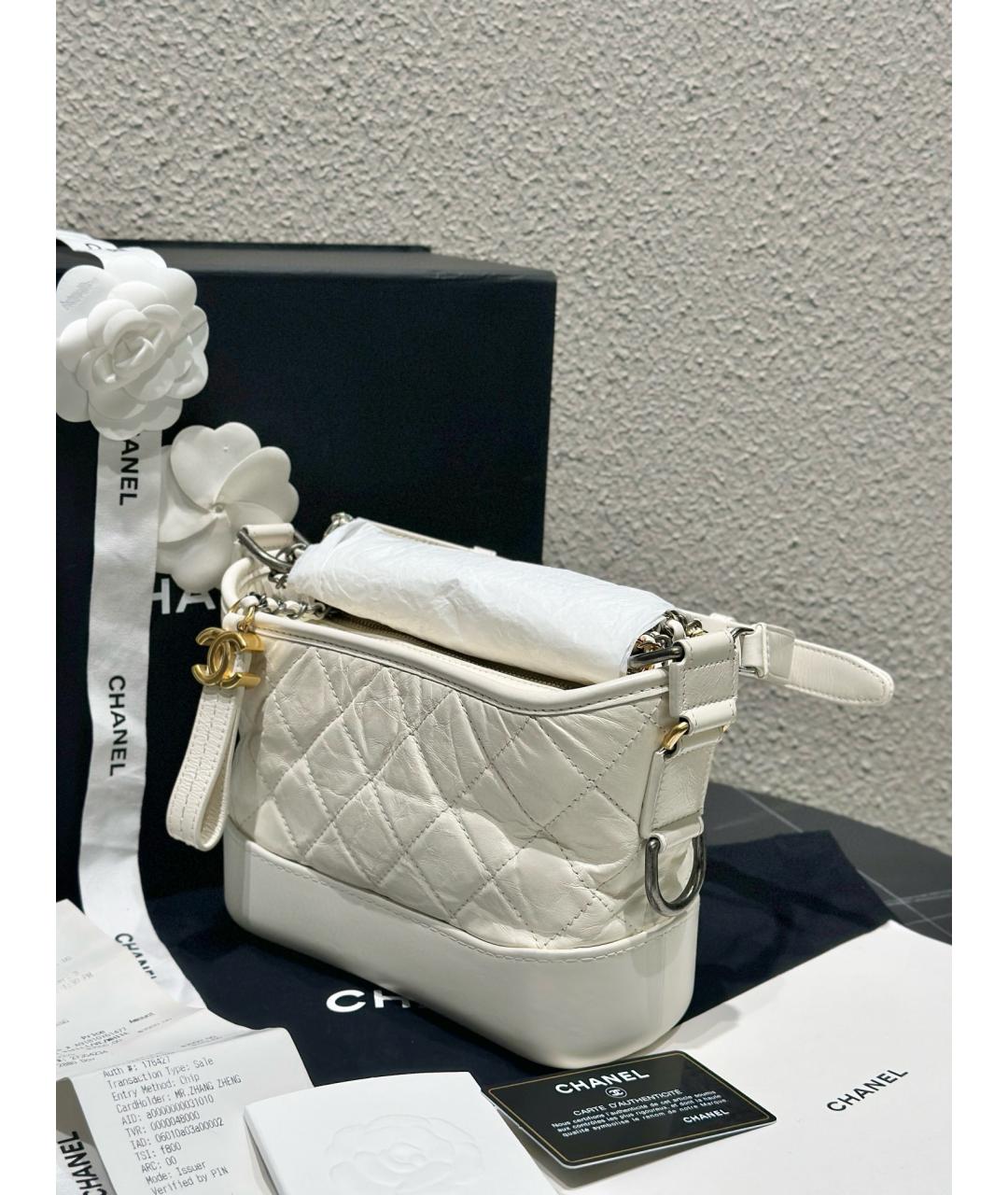 CHANEL Белая кожаная сумка через плечо, фото 4