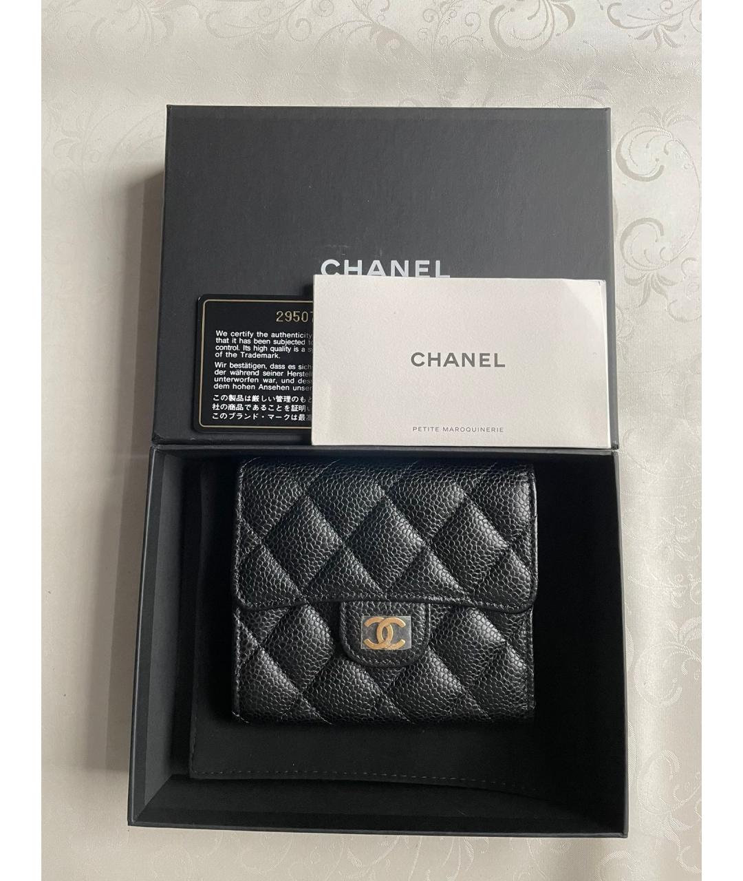 CHANEL Черный кожаный кошелек, фото 7