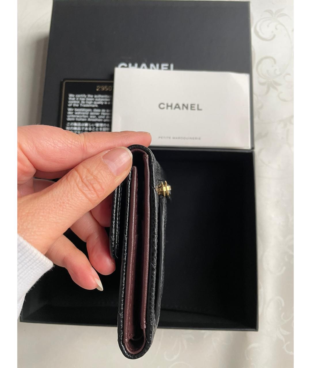 CHANEL Черный кожаный кошелек, фото 4