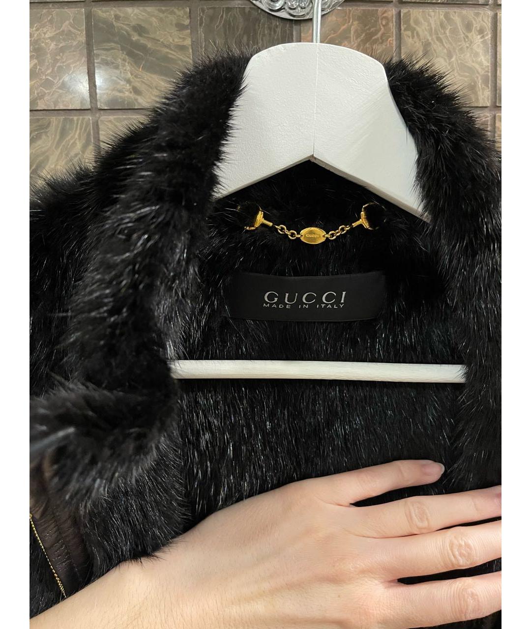 GUCCI Черная меховая шуба, фото 3