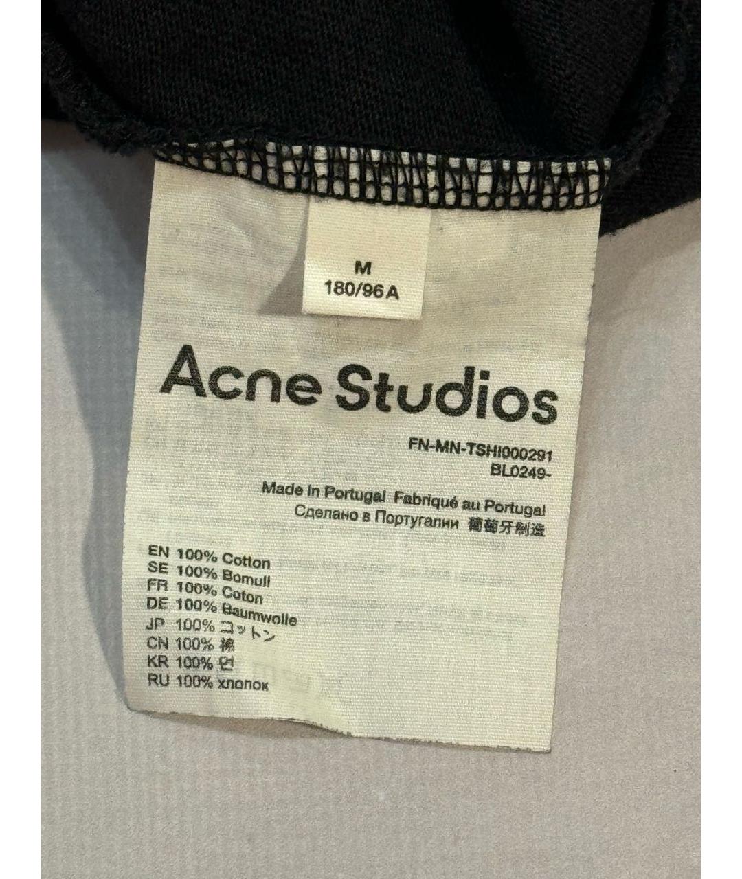 ACNE STUDIOS Черная хлопковая футболка, фото 6