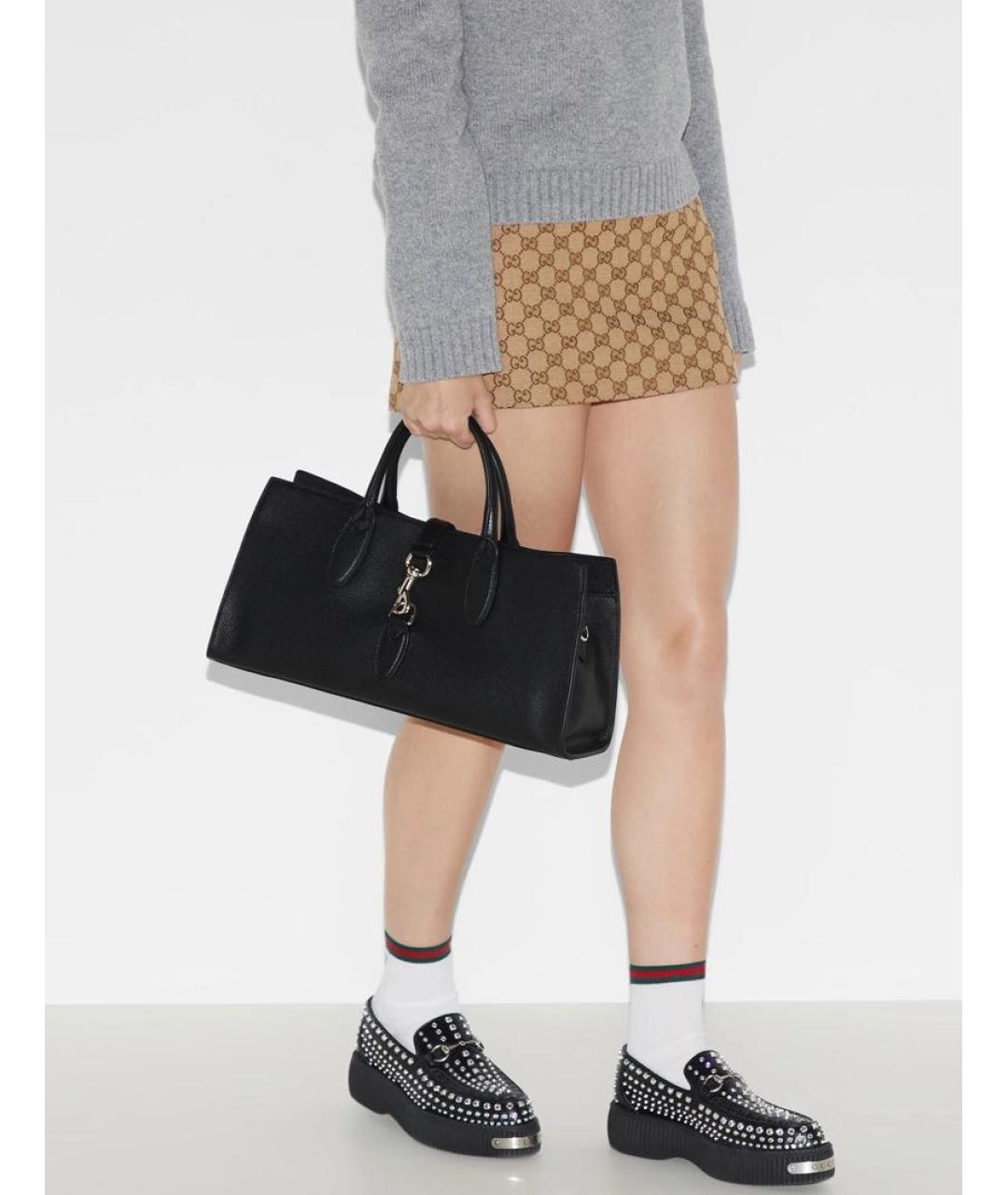 GUCCI Черная кожаная сумка с короткими ручками, фото 6
