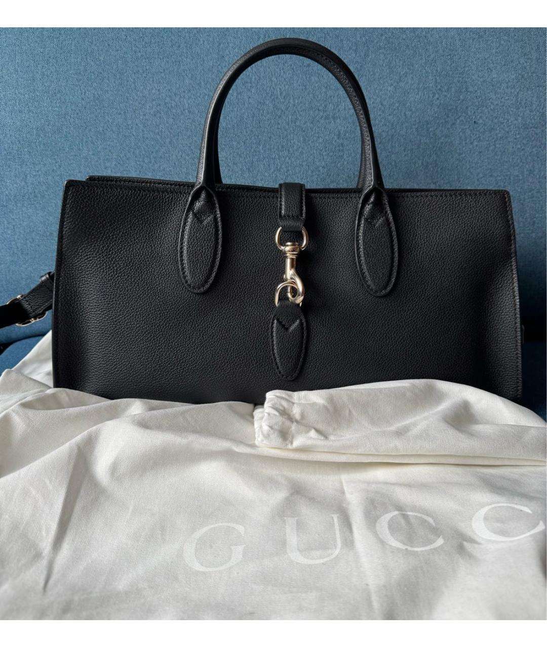 GUCCI Черная кожаная сумка с короткими ручками, фото 3