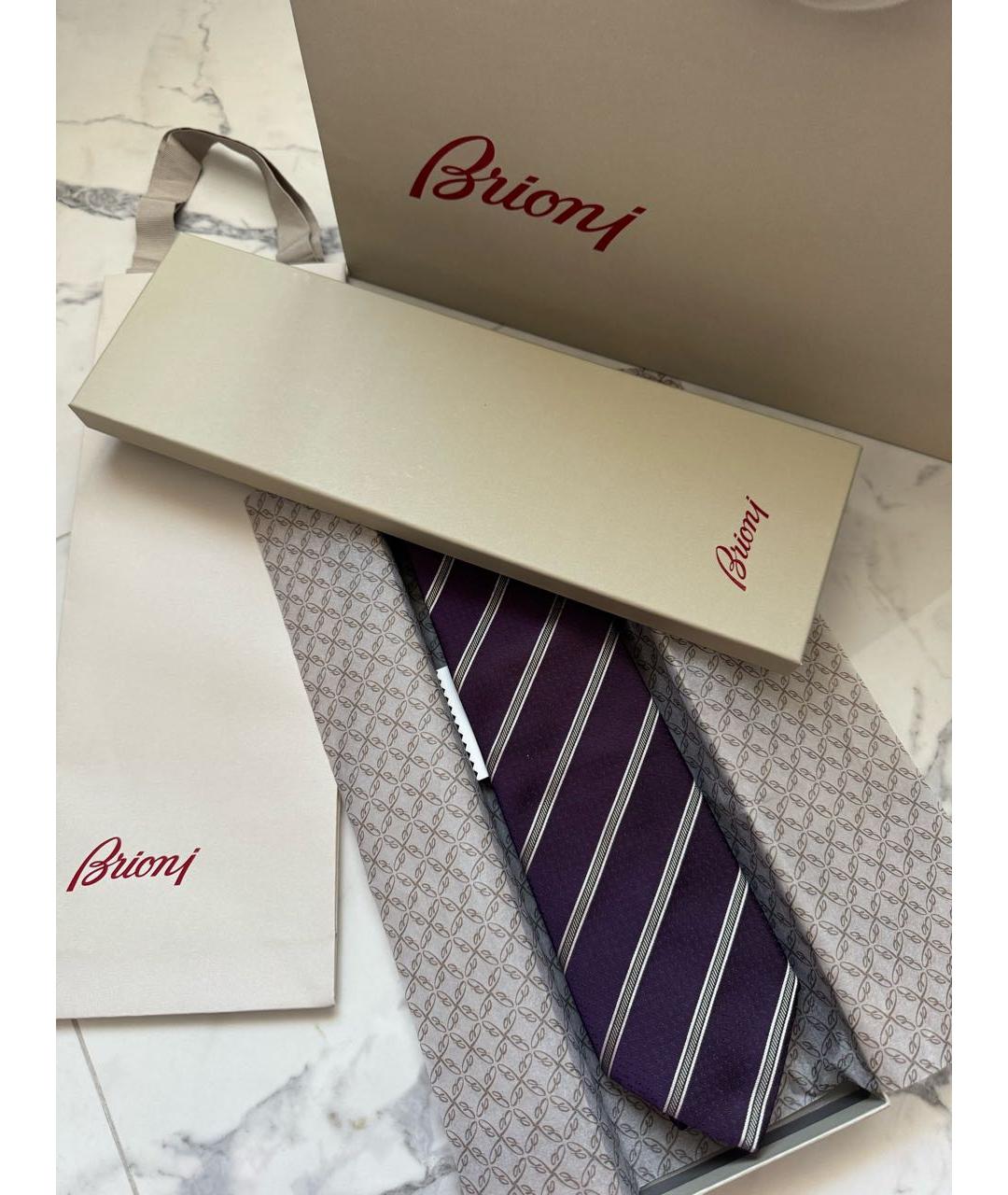 BRIONI Фиолетовый шелковый галстук, фото 2