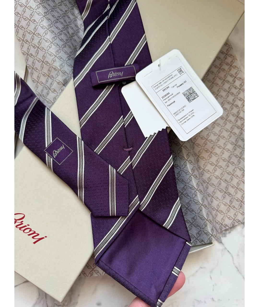 BRIONI Фиолетовый шелковый галстук, фото 5