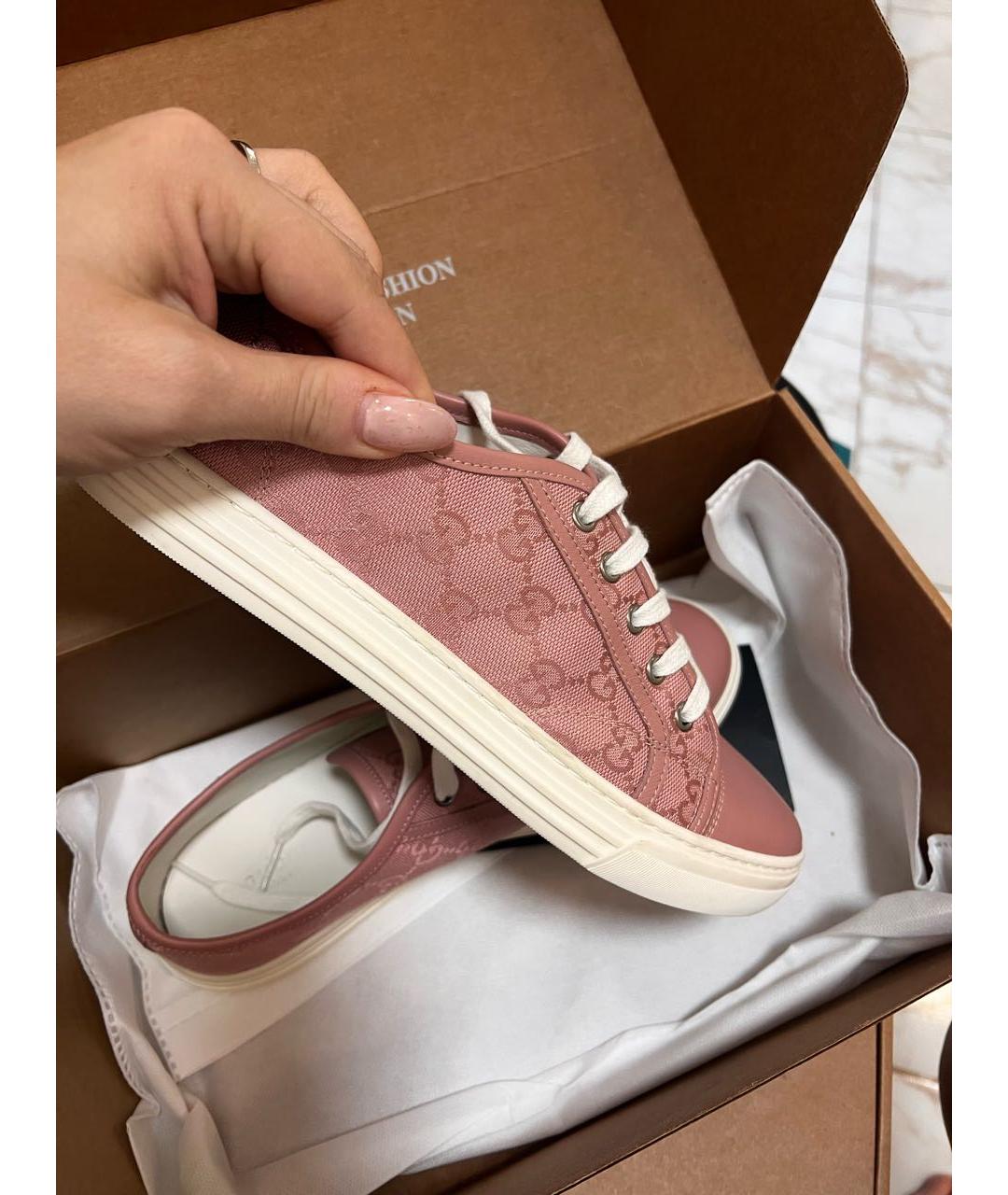 GUCCI Розовые текстильные кеды, фото 5