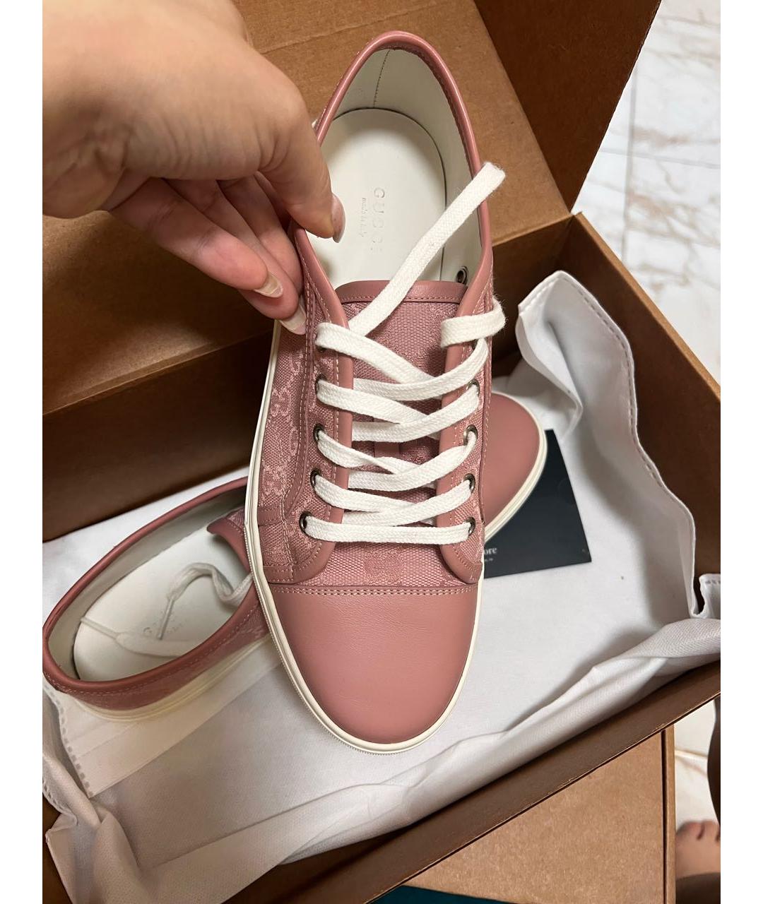 GUCCI Розовые текстильные кеды, фото 3