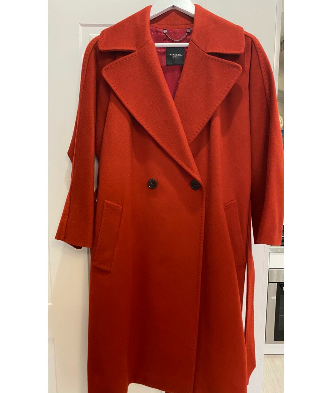 WEEKEND MAX MARA Красное шерстяное пальто, фото 5