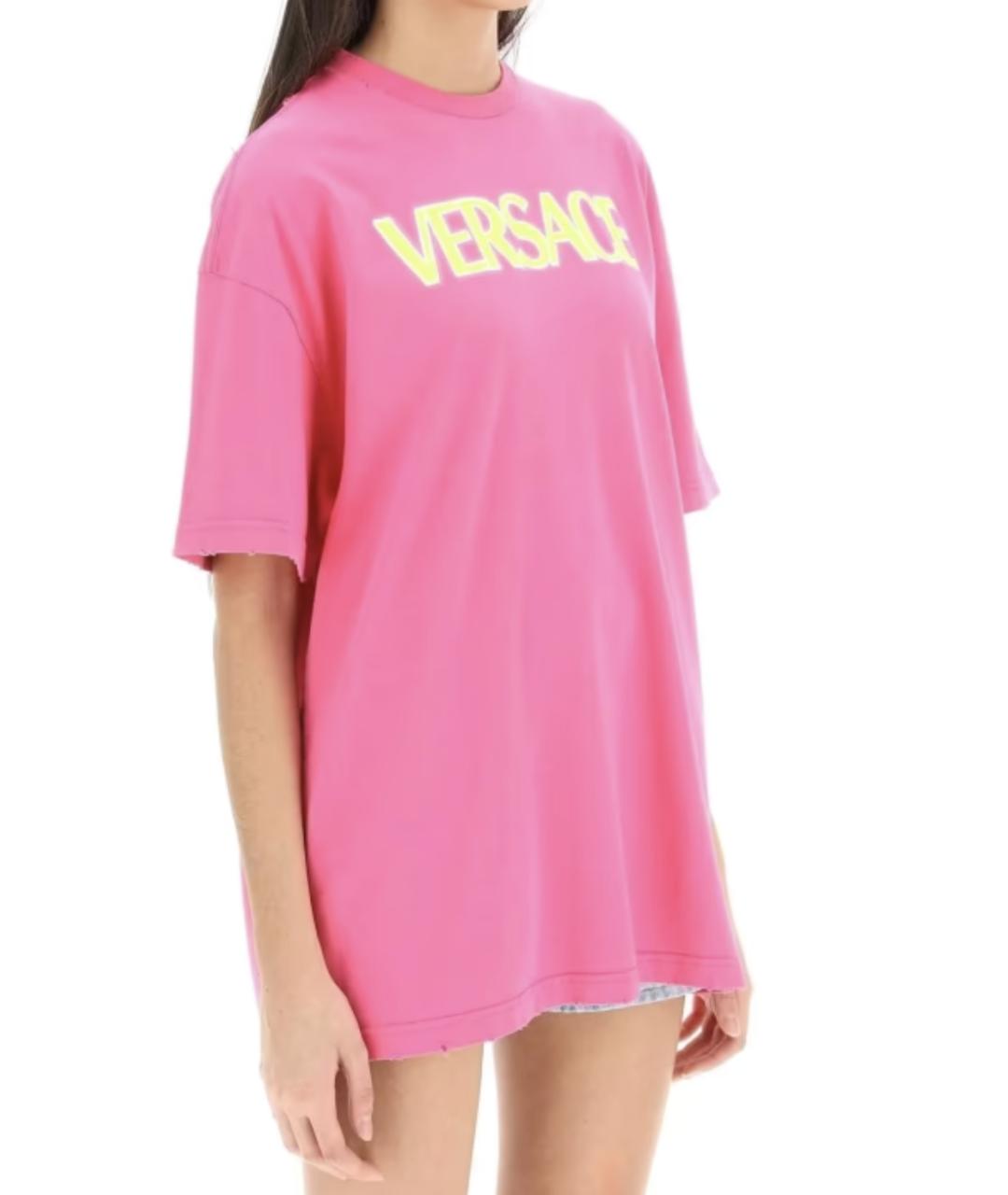 VERSACE Розовая хлопковая футболка, фото 2