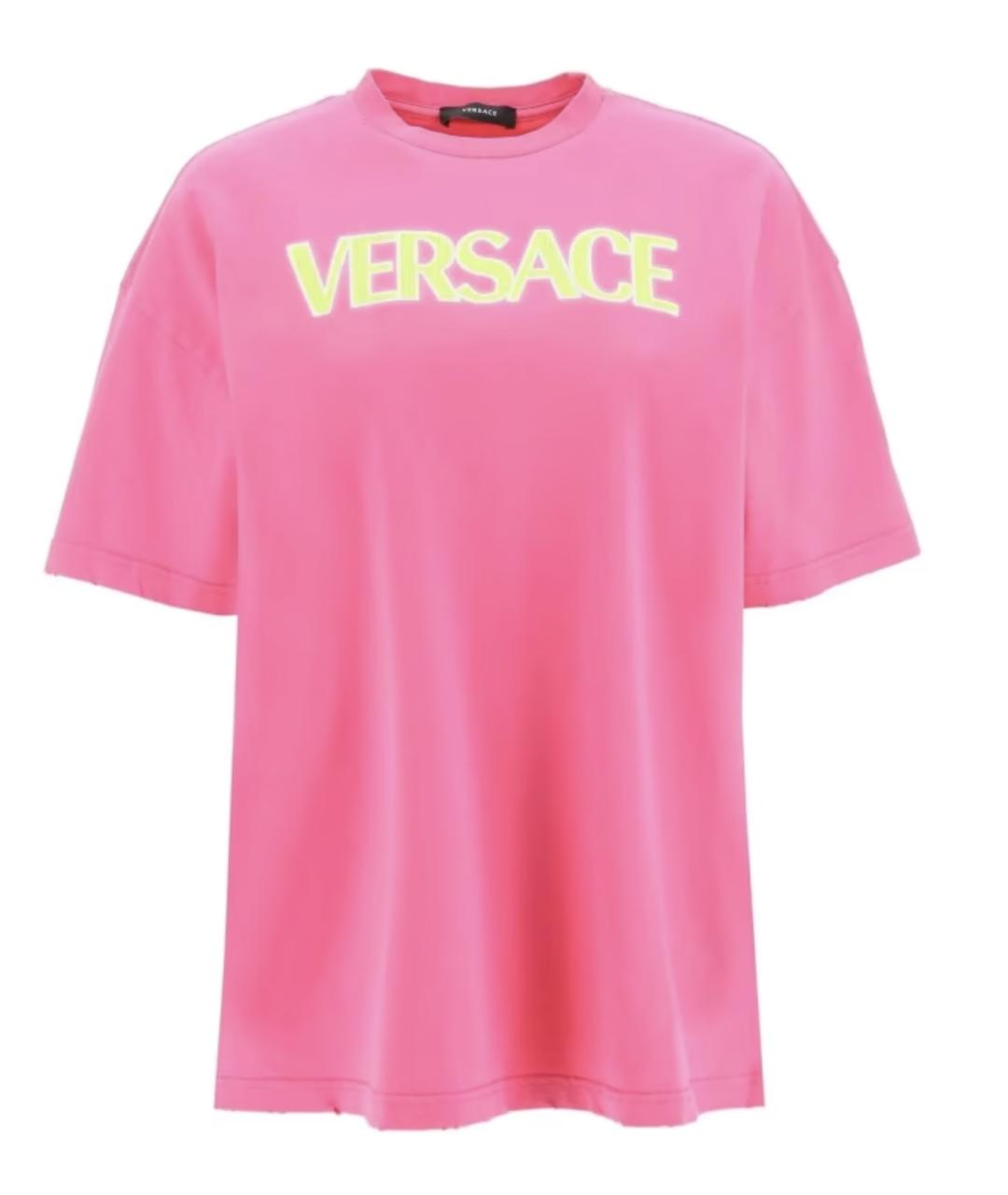 VERSACE Розовая хлопковая футболка, фото 1