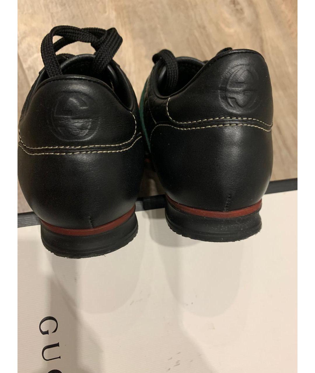GUCCI Черные кожаные кроссовки, фото 4