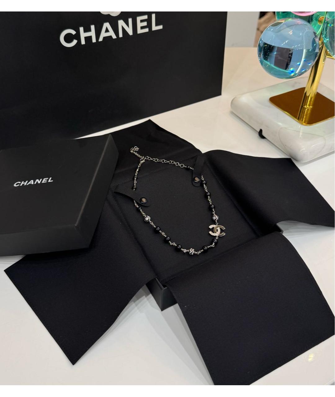 CHANEL Черное колье, фото 5