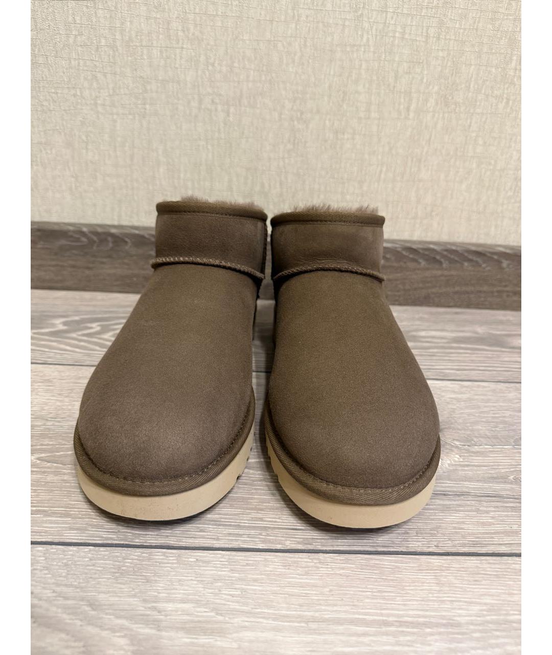 UGG AUSTRALIA Коричневые кожаные низкие ботинки, фото 3