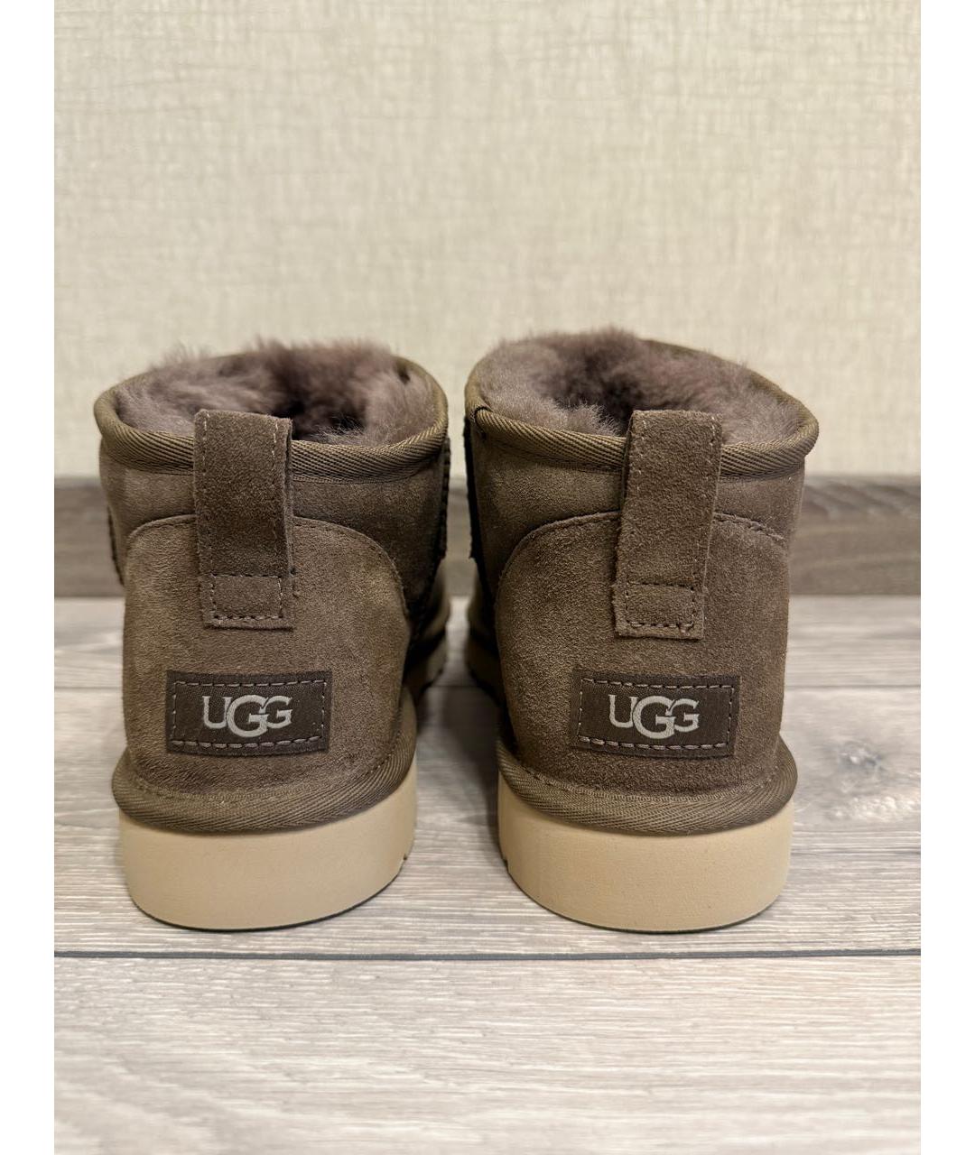 UGG AUSTRALIA Коричневые кожаные низкие ботинки, фото 4