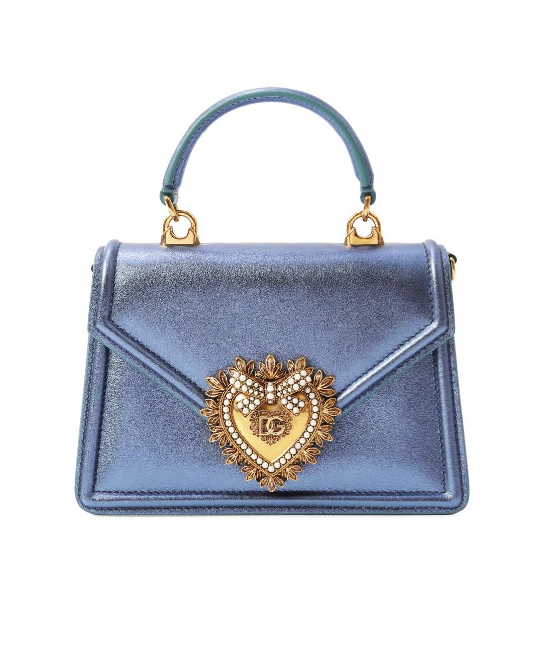 DOLCE&GABBANA Голубая кожаная сумка с короткими ручками, фото 1
