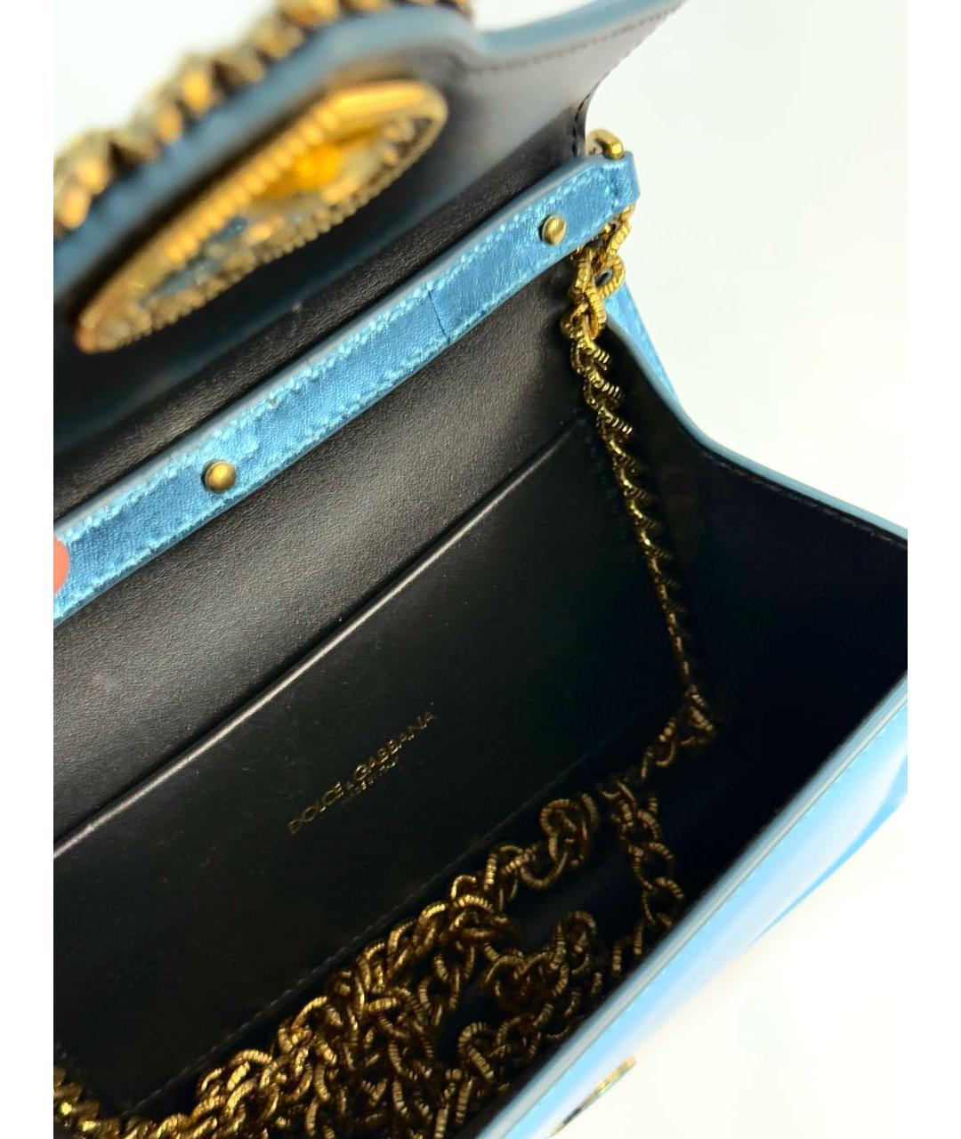 DOLCE&GABBANA Голубая кожаная сумка с короткими ручками, фото 6