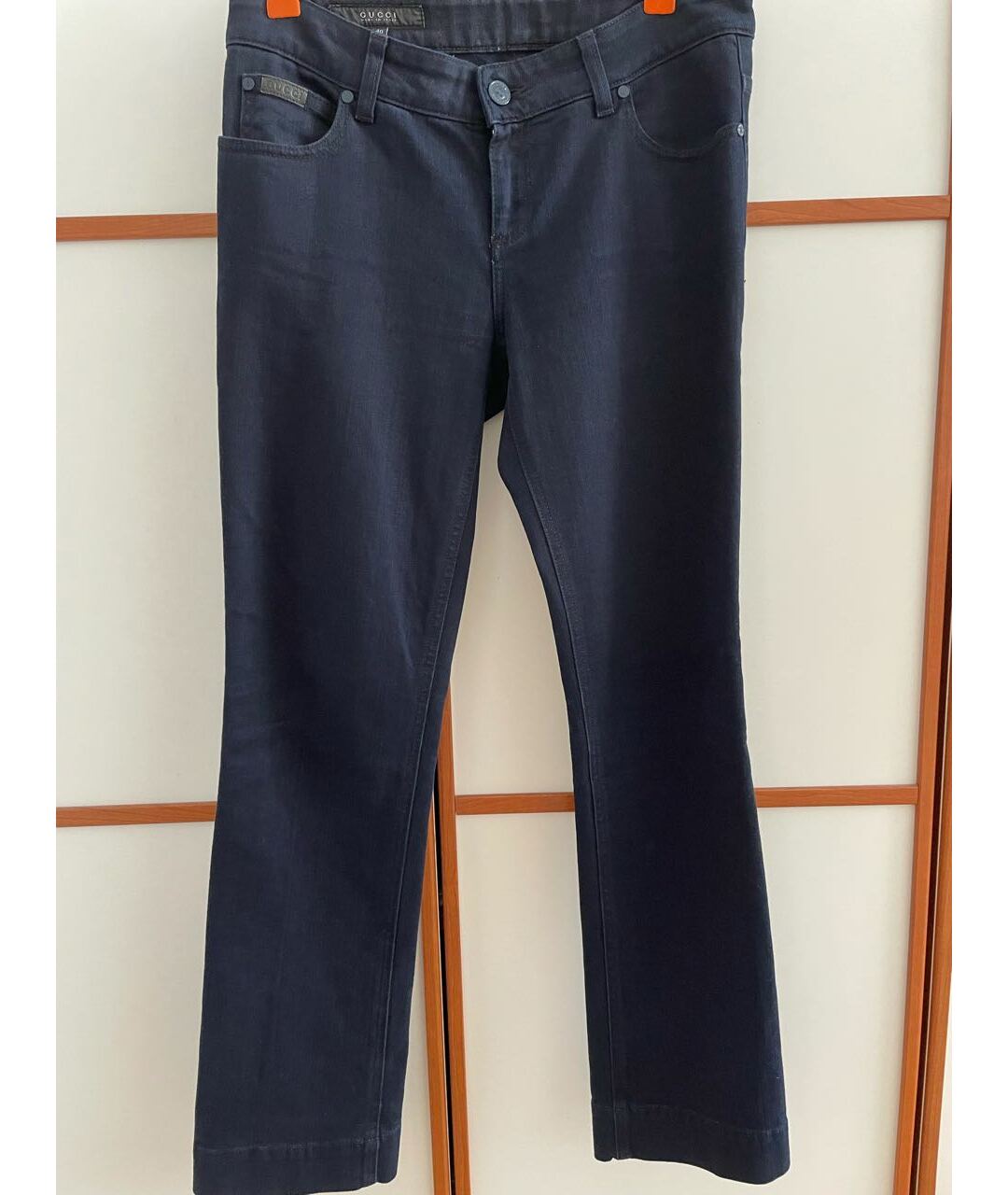 GUCCI Темно-синие хлопковые прямые джинсы, фото 8