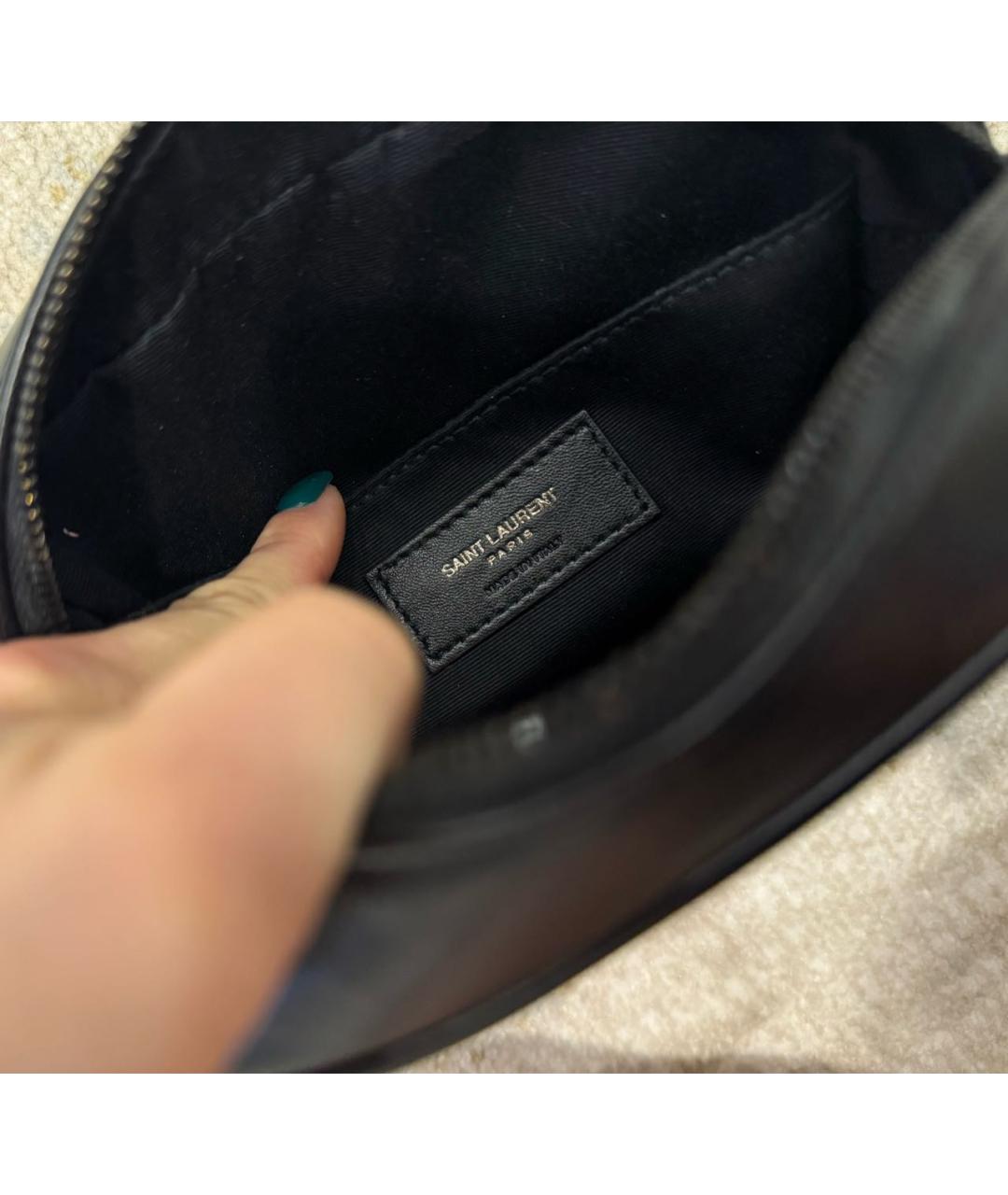 SAINT LAURENT Черная кожаная поясная сумка, фото 4