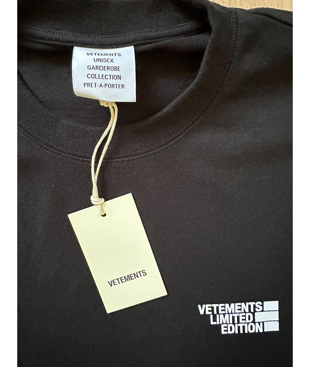 VETEMENTS Черная хлопковая футболка, фото 3