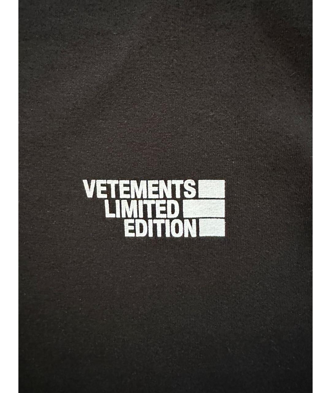 VETEMENTS Черная хлопковая футболка, фото 4