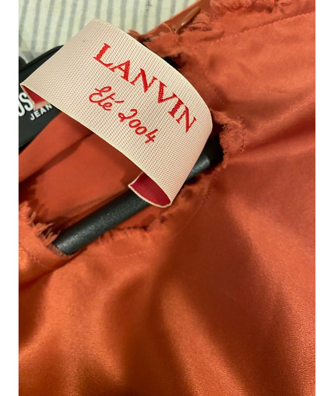 LANVIN Коралловое шелковое коктейльное платье, фото 3