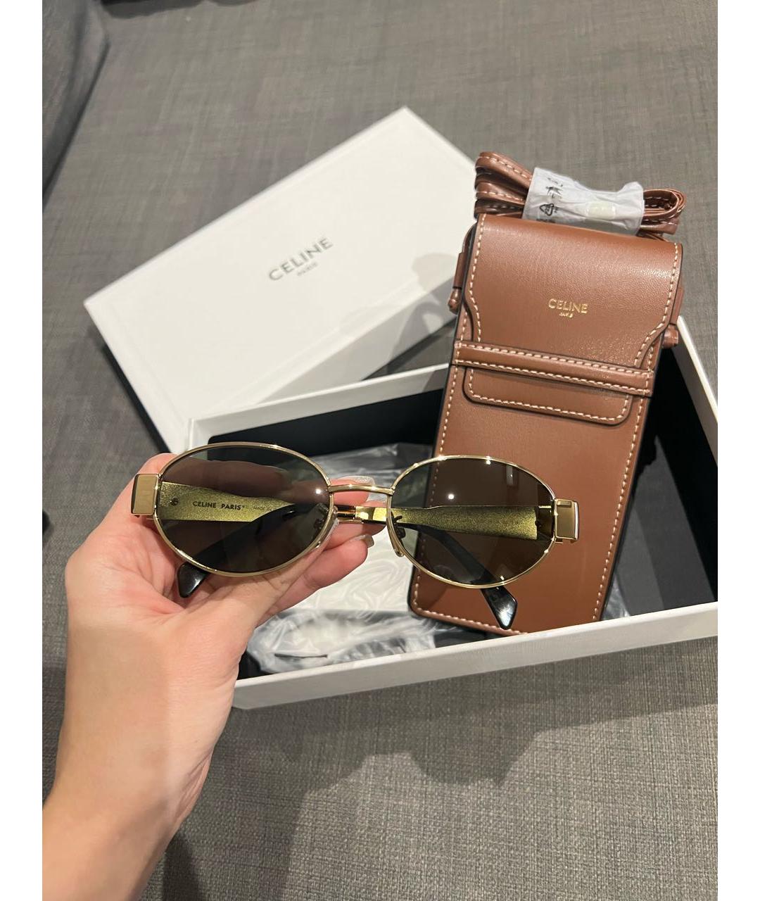 CELINE Золотые металлические солнцезащитные очки, фото 7