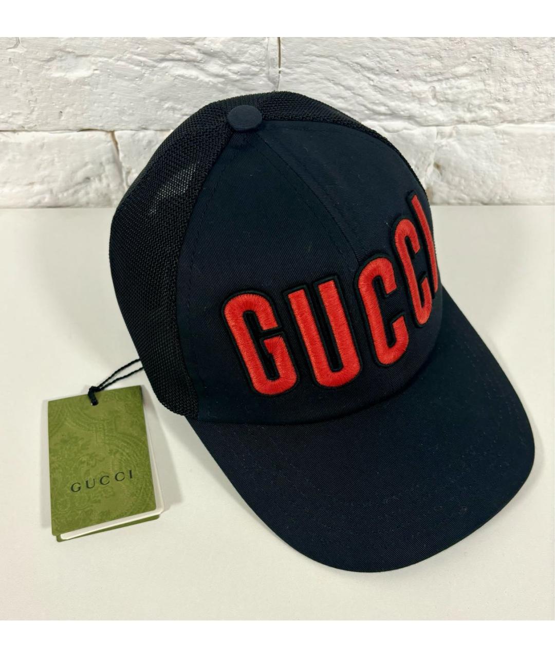 GUCCI Черная хлопковая кепка, фото 8