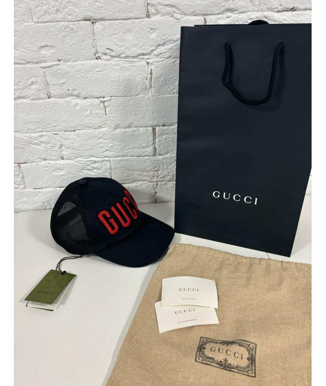 GUCCI Черная хлопковая кепка, фото 3