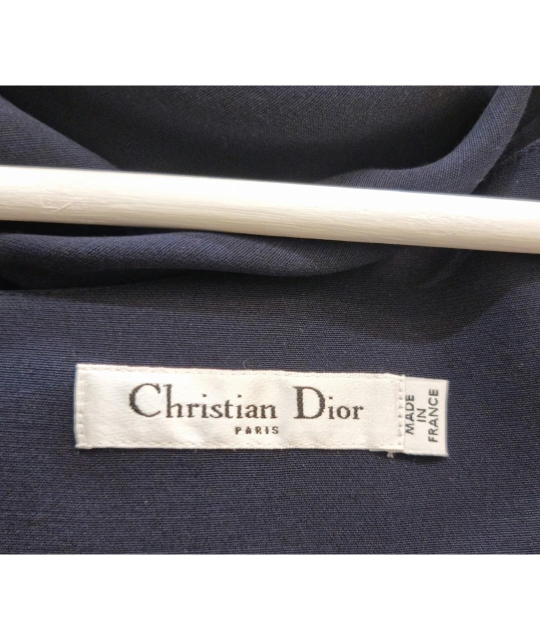 CHRISTIAN DIOR Темно-синее шерстяное коктейльное платье, фото 2