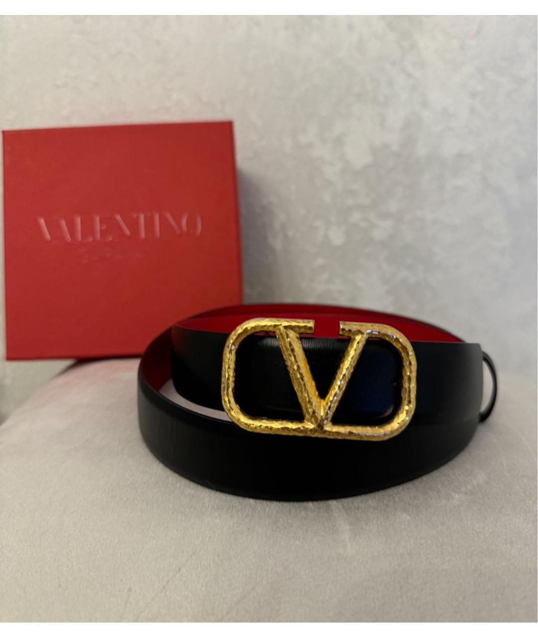 VALENTINO Черный кожаный ремень, фото 4