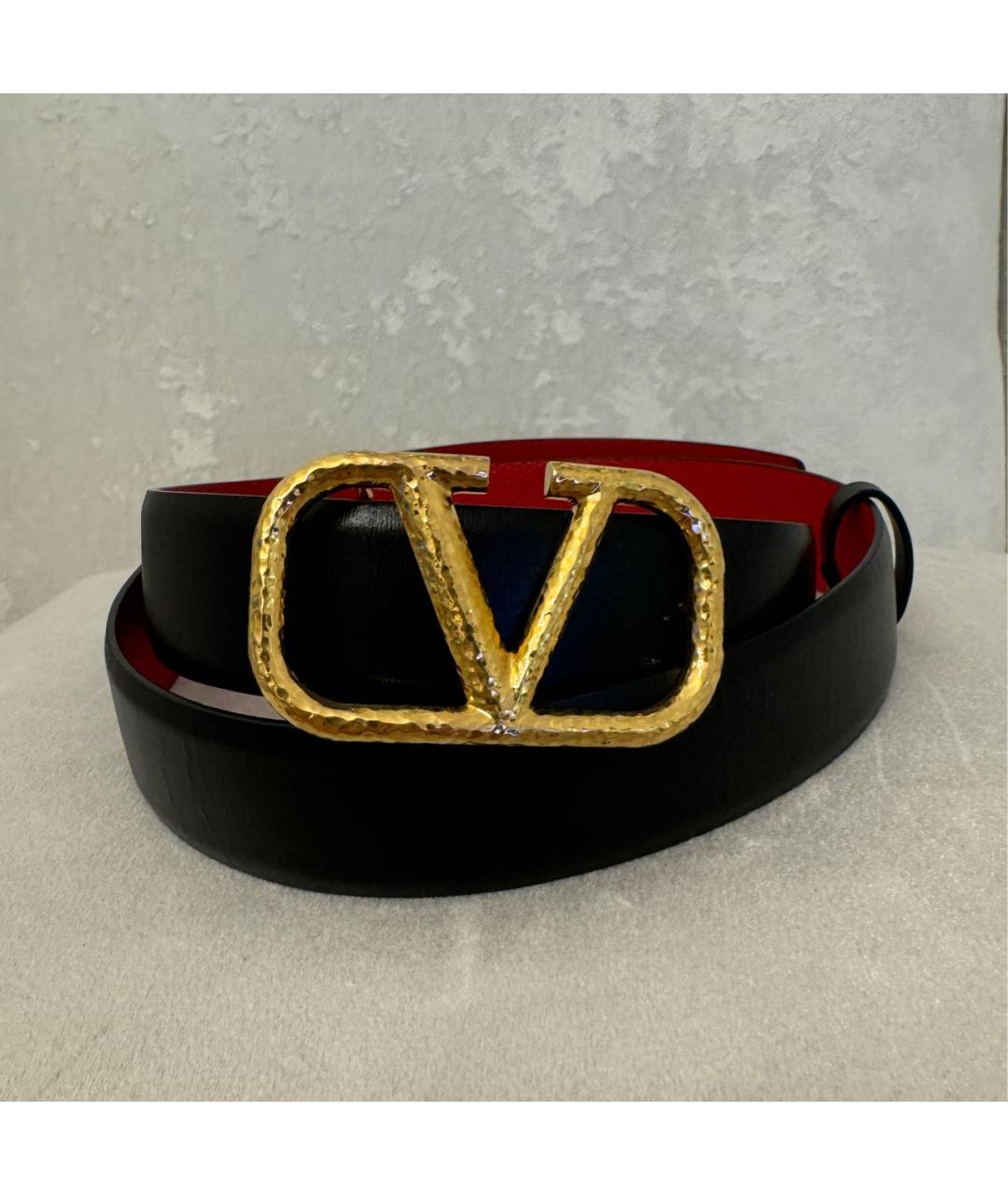 VALENTINO Черный кожаный ремень, фото 7