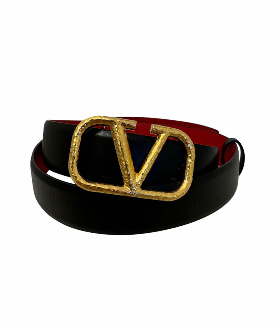 VALENTINO Черный кожаный ремень, фото 1