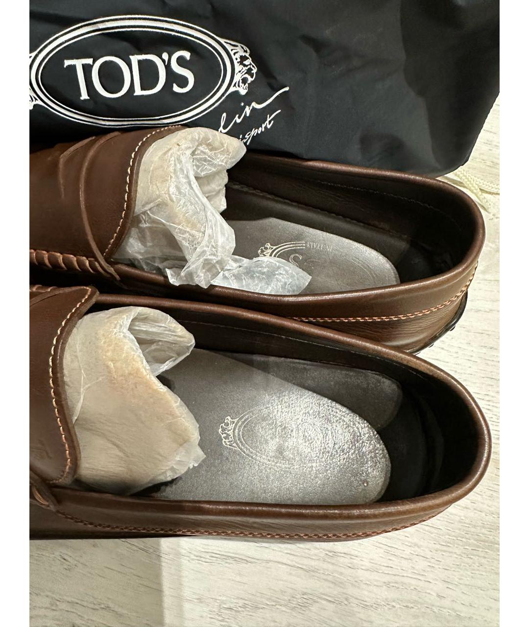 TOD'S Коричневые кожаные мокасины, фото 2