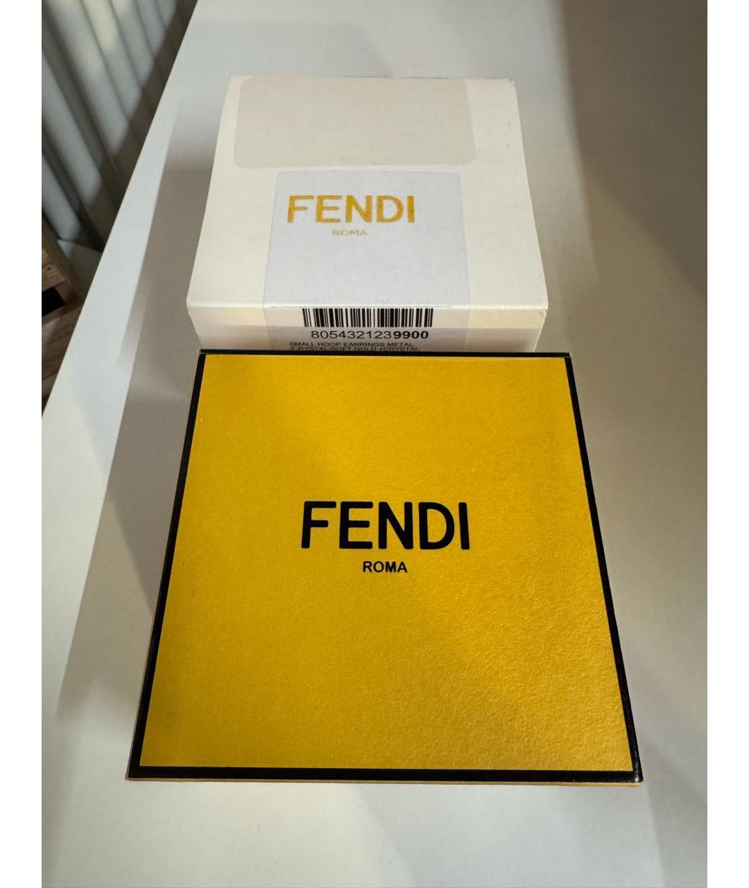 FENDI Золотые латунные серьги, фото 5