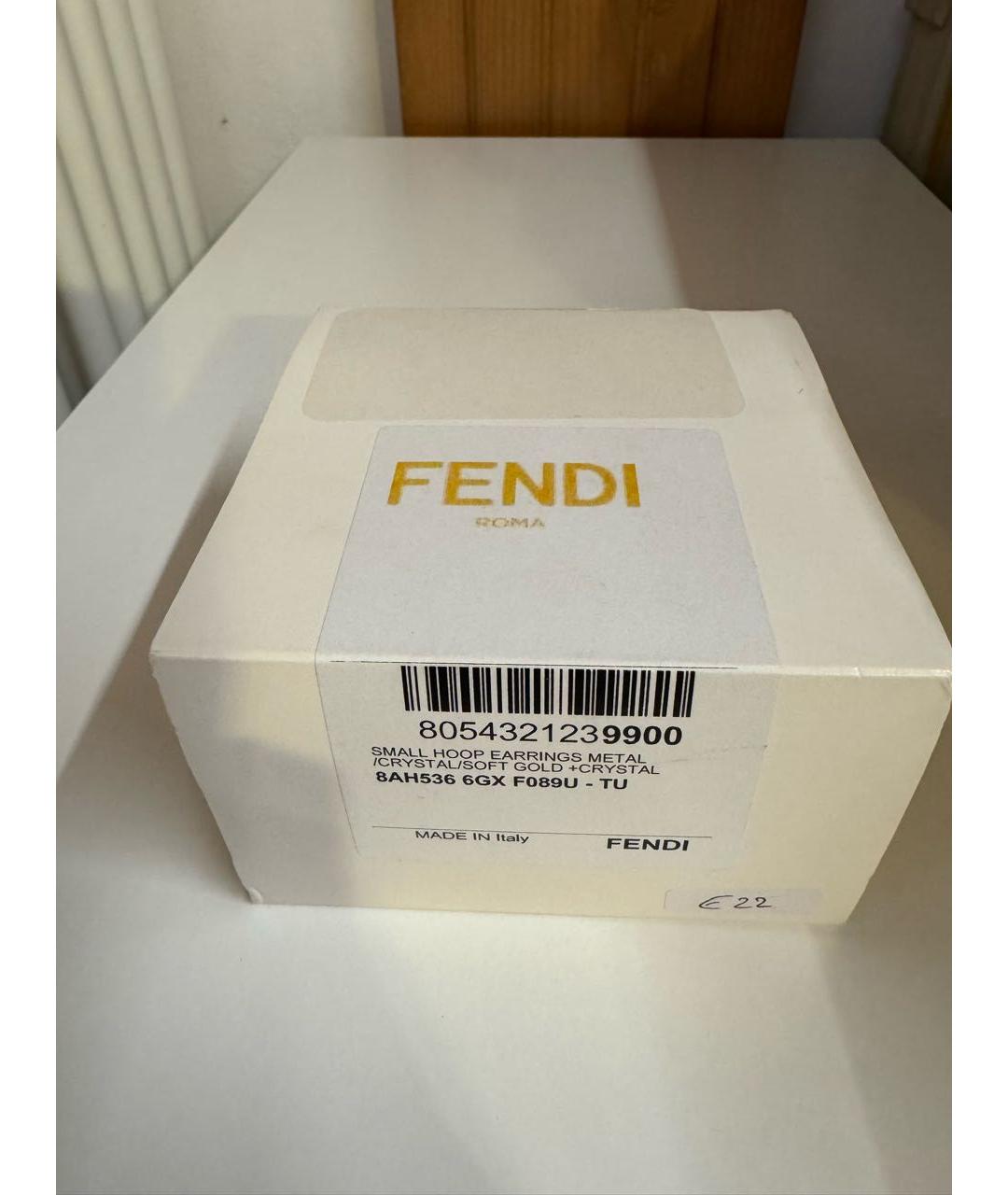 FENDI Золотые латунные серьги, фото 6